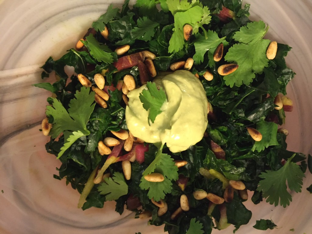 Kale Salad with Avocado Tahini Dressing